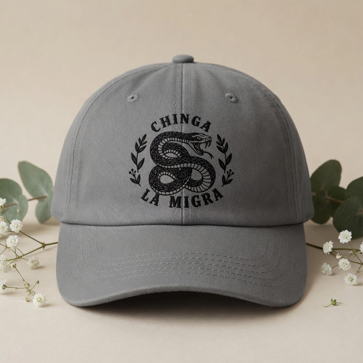 Chinga La Migra Snake Embroidered Hat Bold Statement Streetwear Cap ...
