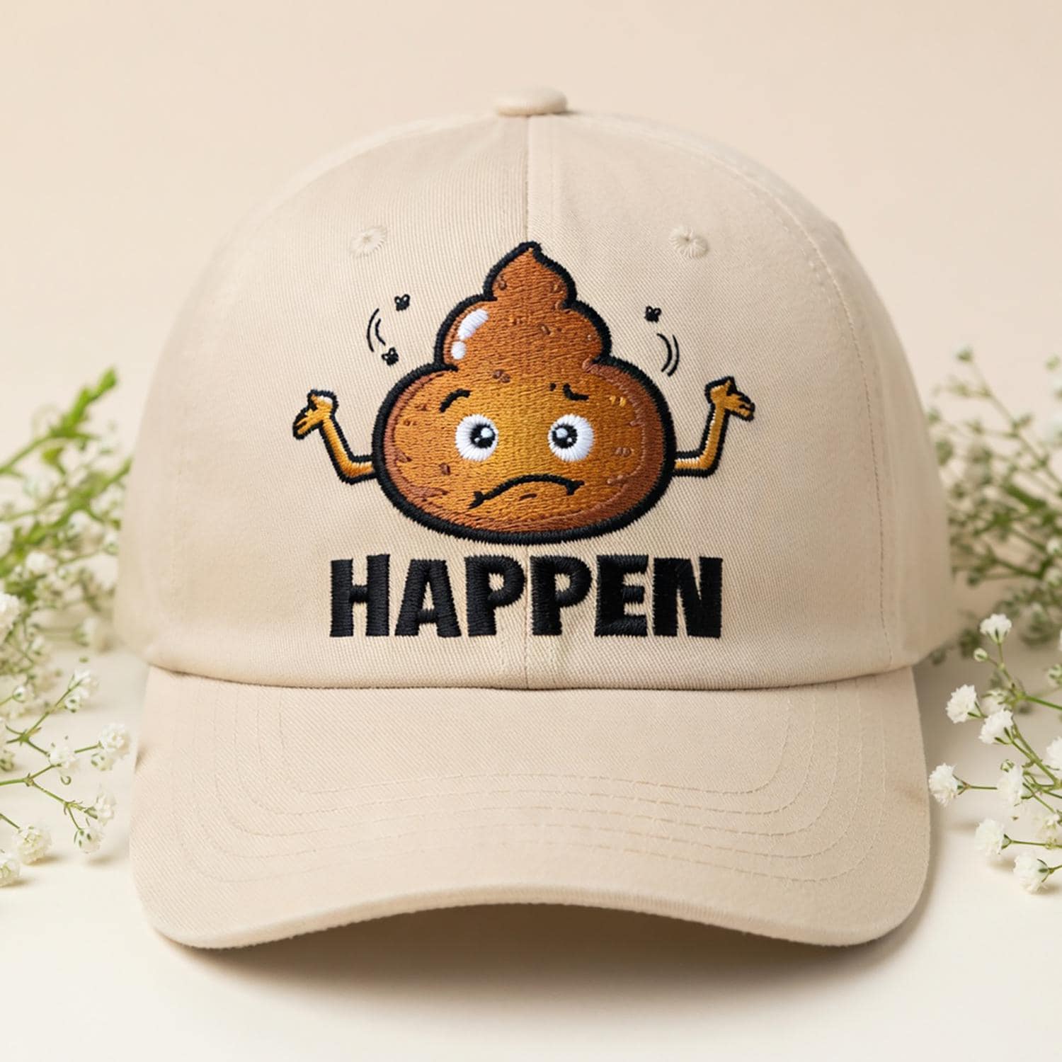 Funny Poop Emoji Hat Happens Cap Embroidered Humor Dad Hat Cute Cartoon ...