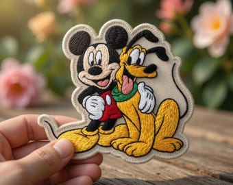 Cartoon Mouse Dog Embroidered Patch Cute Vintage Character Friends Sew On Iron On Jacket Backpack Gift Badge Patch