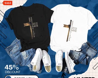 Christian Cross Bible T-Shirt – Minimalist Faith Tee – Religious Christian Shirt – Bible Verse Inspired – Unisex Christian Gift
