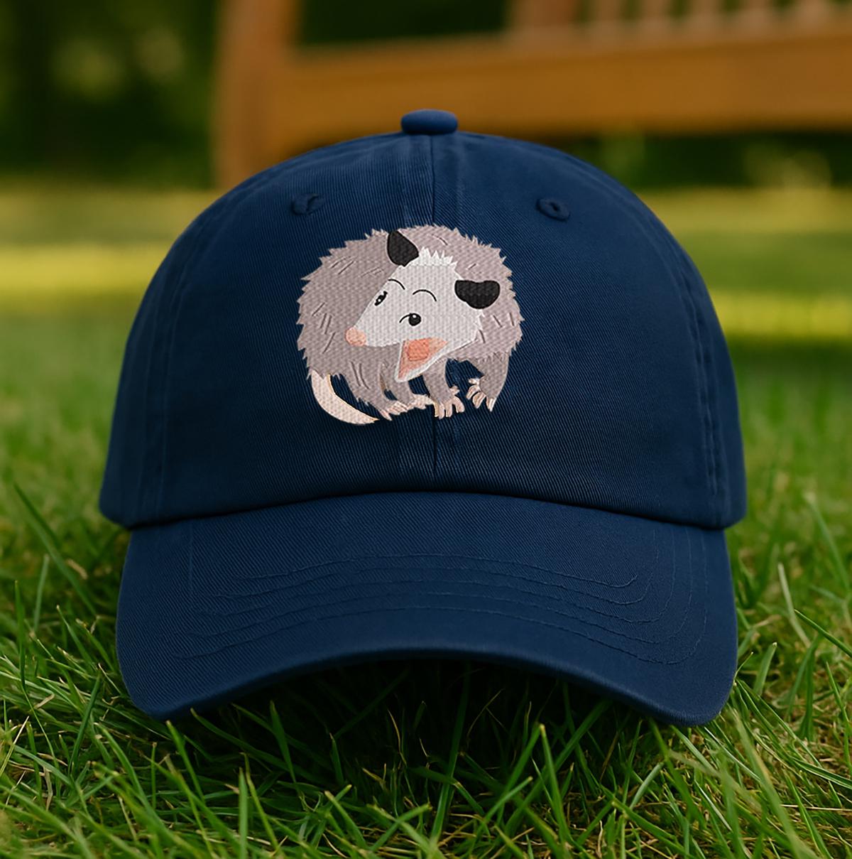Embroidered Opossum Dad Hat, Adjustable Cotton Twill Baseball Cap Awesome Possum main image 2