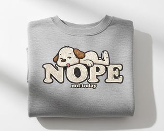 Embroidered Funny Dog Nope T-Shirt Funny Embroidery Shirt Cute Peanuts Character Tee Casual Cartoon Graphic Shirt Gift for Snoopy Fans