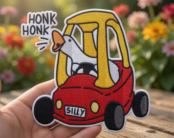 Funny Silly Goose Patch Honk Honk Embroidered Cartoon Car Goose Badge Cute Meme Animal Sew On Iron On Gift Patch