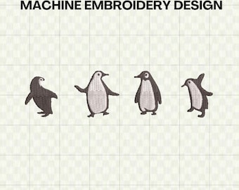 Funny Penguin Embroidery File - Cute Machine Embroidery Design for Embroidery Machine - DST PES Instant Download