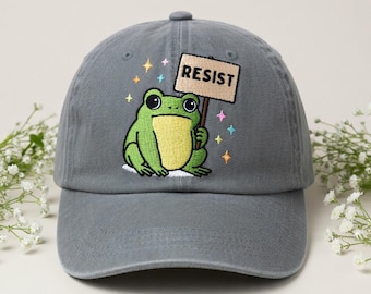 Introverted Resistance Frog Hat Cute Protest Frog Cap Funny Political Meme Hat Activist Gift Embroidered Dad Hat Colorful Cartoon Frog Cap
