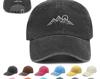 Mountain Hat Embroidered Nature Baseball Sun Cap, Hiking Dad Hat for Outdoors, Adventure Cap for Him, Forest Lover Summer Gift Unisex