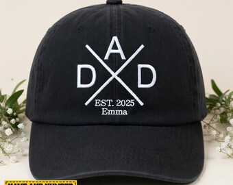 Personalized Dad Hat Custom Name Date Embroidered Cap Custom Initials Hat Gift for Father New Dad Established Year Custom Cap