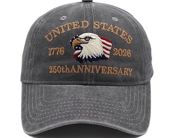 America 250th Anniversary Hat 1776-2026 Adjustable USA Baseball Cap Patriotic Custom Embroidered America 250 Celebration Gift for July 4th