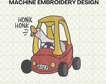Embroidery File – Funny Silly Goose Machine Embroidery Design, Honk Honk – DST PES for Embroidery Machine, Instant Download