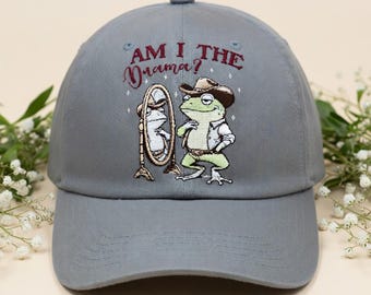 Funny Frog Cowboy Hat Am I The Drama Meme Cap Western Frog Humor Cute Embroidered Dad Hat Sarcastic Gift Idea