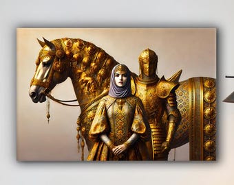 Medieval Knight Wall Art, Royal Armor Portrait, Fantasy Kingdom Wall Decor