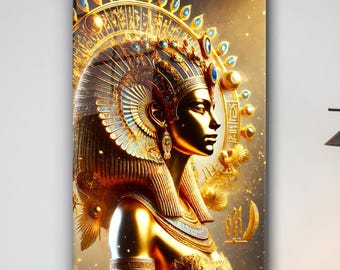 Egyptian Queen Wall Art, Ancient Egypt Goddess Decor, Pharaoh Queen Portrait