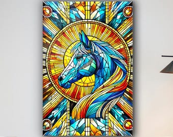 Horse Glass Wall Art, Tempered Glass Wall Decor, Modern Horse Artwork, Elegant Animal Wall Art, Living Room Wall Decor