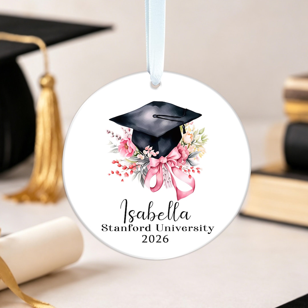 Class of 2026 Floral Graduation Ornament | Custom Ceramic Grad Cap With ...