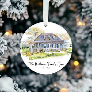 Decorazione per la casa personalizzata con acquerello - Ricordo personalizzato per la nuova casa, decorazione natalizia con foto, regalo unico con acquerello per i proprietari di casa