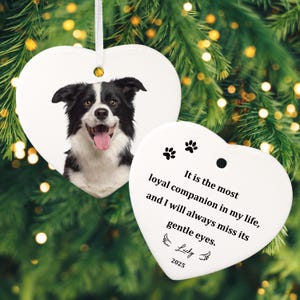 Custom Pet Photo Ornament – Personalized Ceramic Keepsake with Name, Pet Loss Memorial Gift or Christmas Tribute for Dog & Cat Lovers