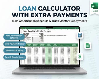 Kreditrechner, Excel Vorlage, Tilgungsplan, Debt Tracker (Sofortdownload)