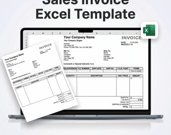Druckbare Verkaufsrechnung Excel-Vorlage | Bearbeitbare Rechnungstabelle | Kleinunternehmer-Rechnungsstellung