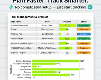 Aufgaben-Planung | Google Sheets To-Do Liste | Excel Aufgabenliste | Produktivitäts-Dashboard mit Fortschrittsmessung