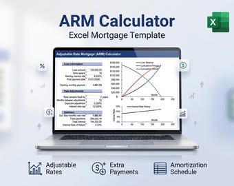 Einstellbarer Satz hypothekenrechner Excel & Google Sheets | ARM Loan Tilgungsplan