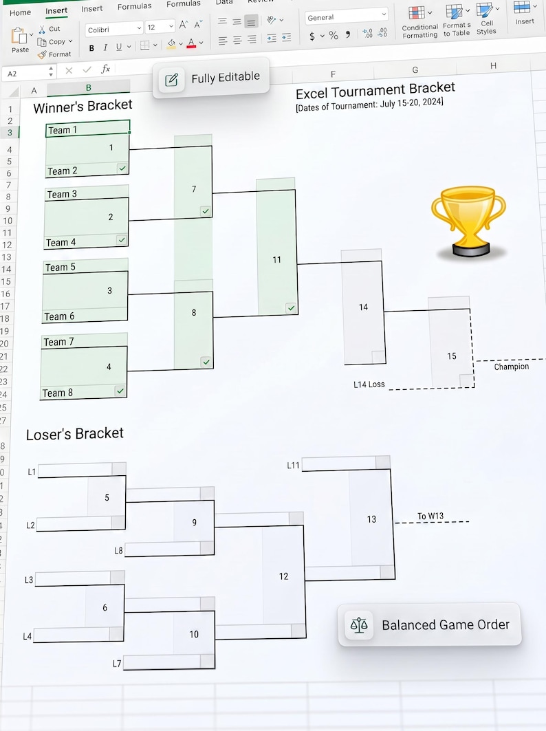 Printable Double Elimination Brackets 3–32 Teams, Seeded Tournament ...
