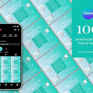 100 Dentist Social Media Posts, Dental Instagram Templates, Editable Canva Dental Post Ideas, Dentist Marketing Content, Dental Tips Posts