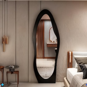 Long Asymmetrical Full Length Mirror, Irregular Full Body Mirror, Luxury Big Mirror, Wavy Large Wall Decor, Squiggle Asymmetrical Mirror