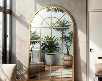 Gothic Arched Window Pane Mirror: Full Body Vintage Wall Decor