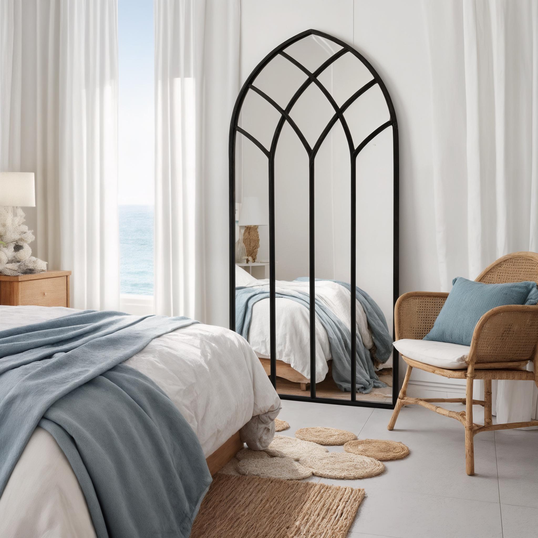 Gold Arched Window Mirror: Cathedral Style Accent Decor