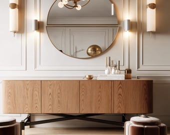 Espejo de tocador de baño asimétrico con forma orgánica para decoración de pared