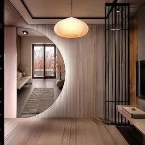 Miroir mural demi-lune LED : meuble-lavabo moderne, dimension personnalisée