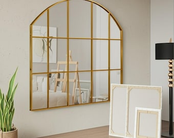 Gothic Arch Window Pane Mirror: Black Frame Wall Decor