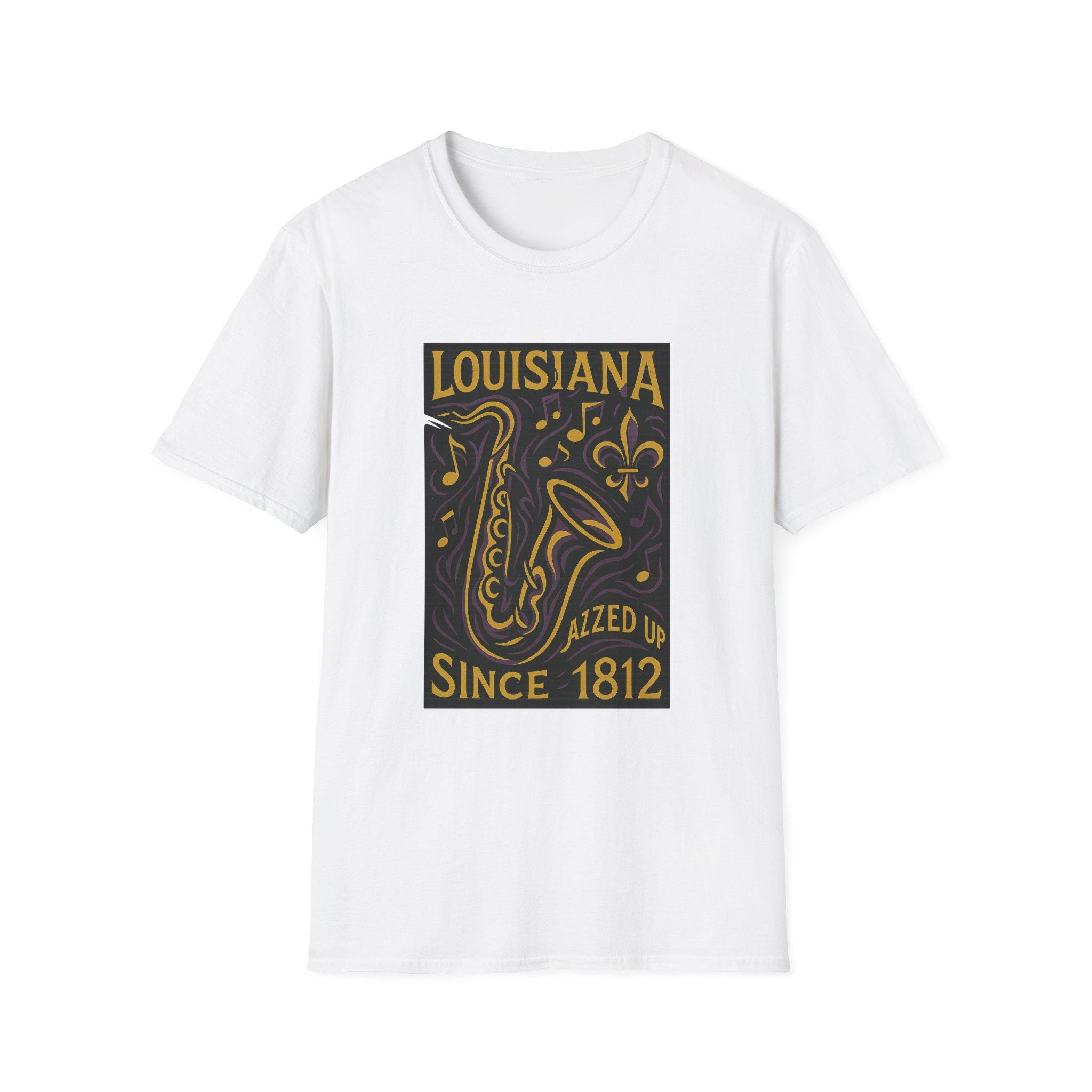 Louisiana T-shirt Jazzed up Since 1812 Abstract Saxophone & Fleur