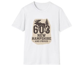 603 and Proud T-Shirt Forest Green Moose & Pine Area Code NH Regional Pride
