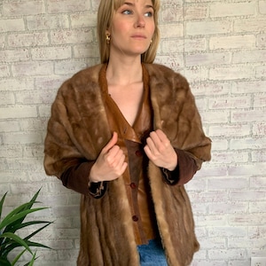 Mink Fur Stole - Real Faux Fur Shawl Wrap - Elegant Winter Cape - Handmade Luxury Gift for Women