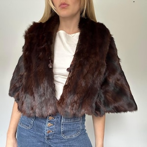 Luxury Real Mink Stole – Dark Brown Fur Capelet for Wedding, Formal Wear, Bridal Looks & Special Occasions | Elegant Satin-Lined Fur Shawl