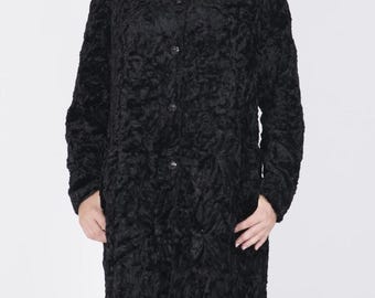 ブラックのペルシャラムファー（アストラカン）を使用したケープコート