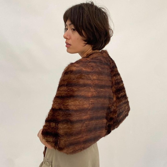 ヴィンテージ本ミンクファーストール - 贅沢なライトブラウン