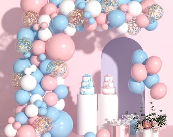 Pink and Blue Balloons Garland Arch Kit - 100Pcs Pink Blue Confetti Party Balloons for Gender Reveal Boys Girls Birthday Baby Shower