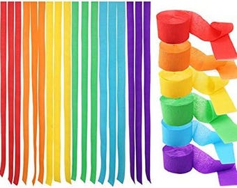 Streamers Paper 433ft Long 1.77in Wide Crepe Paper Streamers, Tassels Streamer Pape for Party Decorations Rainbow Paper Streamers