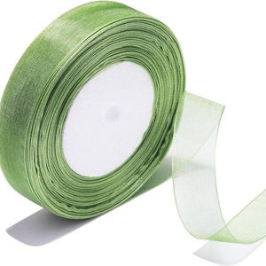 3/4 Inch Sheer Organza Ribbon 50 Yards Sage Green Chiffon Ribbon for Gift Wrapping,Bouquets,Wedding,DIY Craft