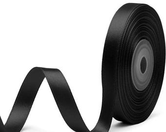 Solid Color Double Faced Black Satin Ribbon 3/8" X 25 Yards, Ribbons Perfect for Crafts, Wedding Decor, Bow Making, Sewing, Gift Package