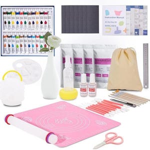 Air Dry Clay Kit for Adults, 66 Pcs Pottery Set with Tools, Paints, Varnish