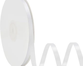 Double Face White Satin Ribbon 1/4 Inch X 50 Yards Polyester White Ribbons for Gift Wrapping Fabric Ribbon for Crafts Flower Bouquet Sewing