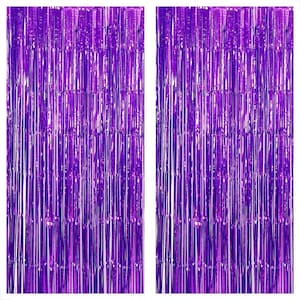 XtraLarge Purple Foil Fringe Curtain - 8x3.2 Feet, Pack of 2, Purple Party Decorations | Purple Backdrop Curtain for Mermaid Birthday Decor