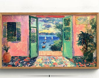 Matisse art, fauvism TV frame, colorful abstract mid century painting, digital download