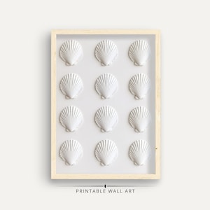 White Seashell Print: Minimalist Coastal Wall Art (Digital Download)