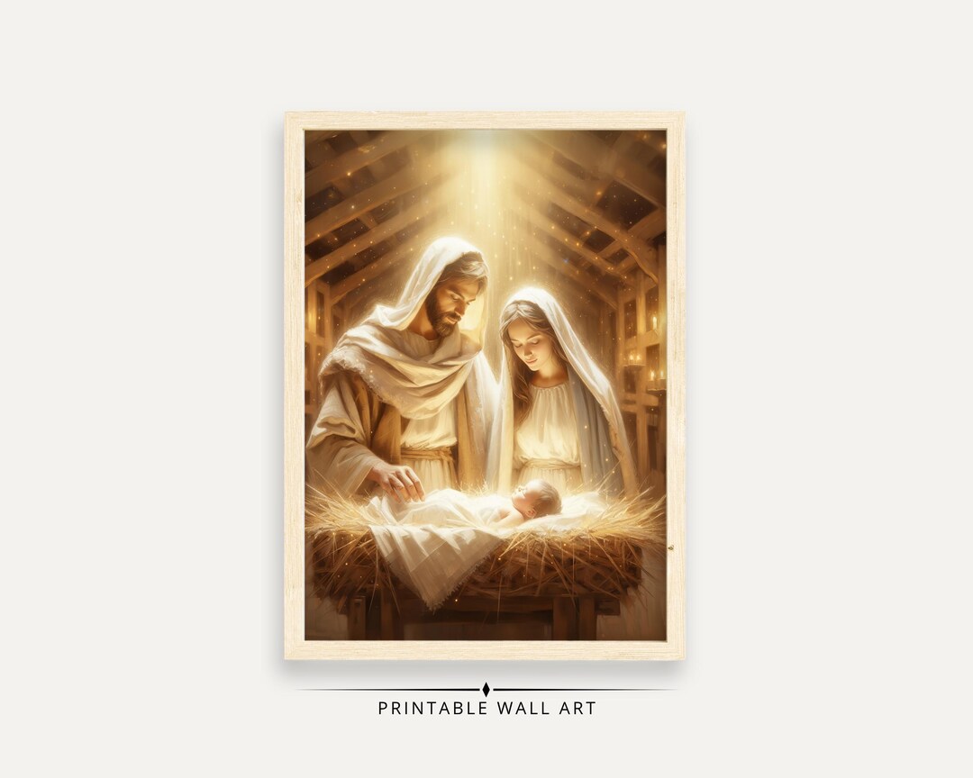 Holy Family Nativity Printable Art, Minimalist Christmas Wall Decor ...