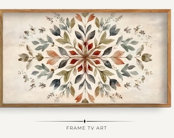 Botanical Leaf TV Frame Art: Scandinavian Folk Art (Digital Download)