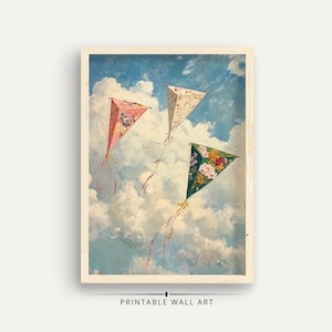 Kunstdruck Wolkengebilde Drachen: Wunderliche Himmel Malerei (Digitaler Download